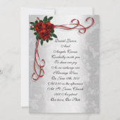 Bruiloftsuitnodiging rode rozen en linten kaart (Voorkant)