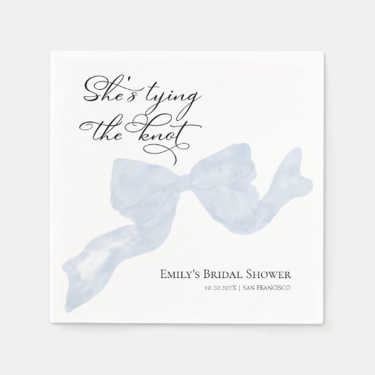 Bruiloftsuitnodiging servetten | Ze heeft de knoop (Voorkant)