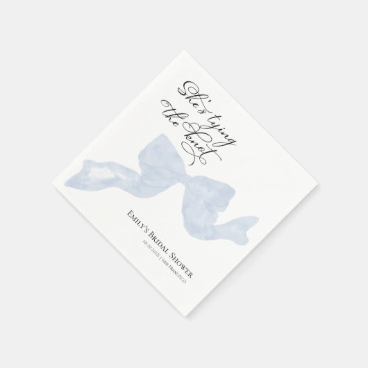 Bruiloftsuitnodiging servetten | Ze heeft de knoop (Hoek)