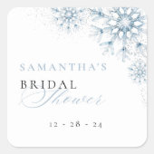 Bruiloftsuitnodiging Sneeuw in Love Vierkante Sticker (Voorkant)