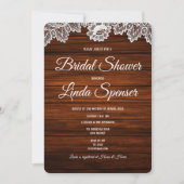 Bruiloftsuitnodiging van Rustiek Hout en Kant Kaart (Voorkant)