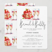 Bruiloftsuitnodiging voor Brunch & Bubbly Roze Blu Kaart (Voorkant / Achterkant)