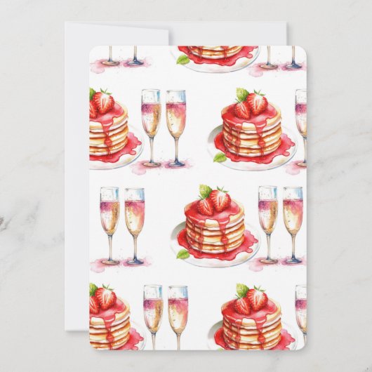 Bruiloftsuitnodiging voor Brunch & Mousserende Roz Kaart (Achterkant)