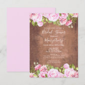 Bruiloftsuitnodiging voor een rustieke rozentuin aankondigingskaart (Voorkant / Achterkant)