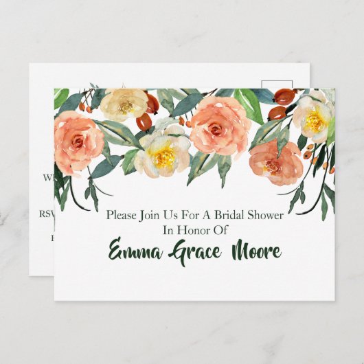 Bruiloftsuitnodiging voor herfstbloemen uitnodiging briefkaart (Voorkant / Achterkant)