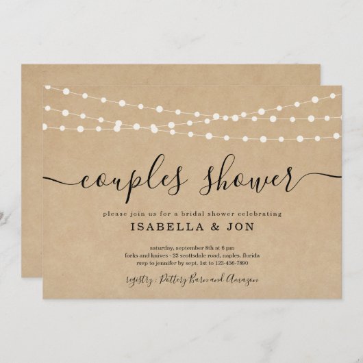 Bruiloftsuitnodiging voor rustieke koppels aankondiging (Voorkant / Achterkant)