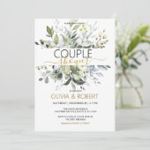 Bruiloftsuitnodiging voor stel met groen kaart (Staand voorkant)
