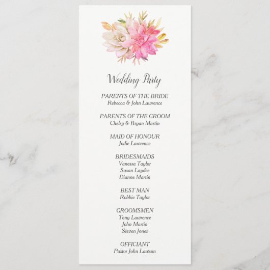 Bruiloftsuitnodigingen met rustieke succulenten programmakaart (Achterkant)