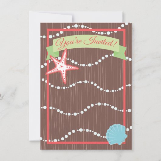 Bruiloftsuitnodigingen na het feest met schelpen kaart (Achterkant)