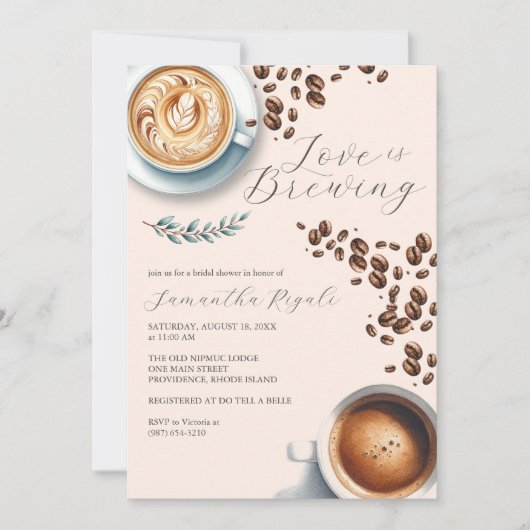 Bruiloftsuitnodigingen voor koffiebar kaart (Voorkant)