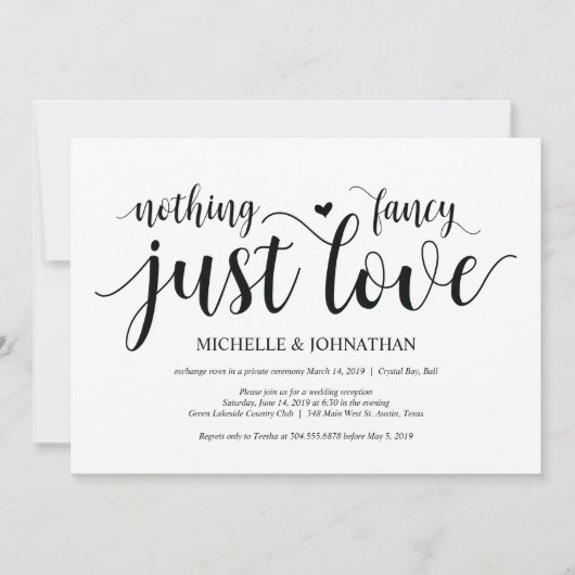 Bruiloftsuitnodigingskaart voor een rustieke elope kaart (Voorkant)