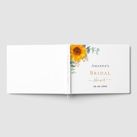 Bruiloftsunflower eucalyptus rustieke naam gastenboek (Volledig)