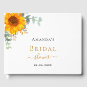 Bruiloftsunflower eucalyptus rustieke naam gastenboek (Voorkant)