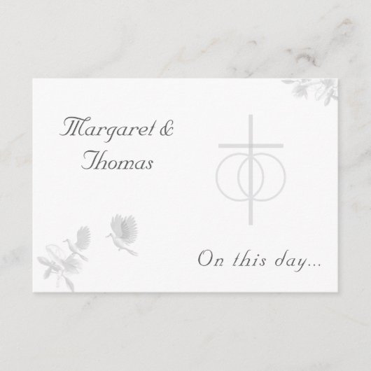 Bruiloftsvereniging Traditionele katholieke bruilo Informatiekaartje (Voorkant)