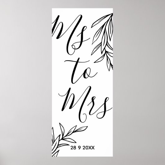 Bruiloftsviering 'Ms tot Mrs' met bloemen Poster (Voorkant)