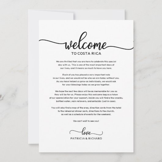 Bruiloftsweekend Welkom en Reisprogramma Letter Ch Kaart (Voorkant)