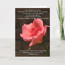 Bruiloftswensen Roze Rose Corinthische vers Liefde Kaart