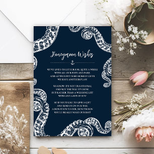 Bruiloftswenskaart met acht octopus in Navy Informatiekaartje