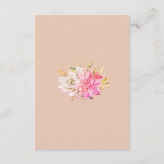 Bruiloftswenskaarten met droomvijver en woestijnsu informatiekaartje (Achterkant)