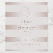 bruiloftswijn | Elegante moderne blush parel strep Wijn Etiket (Enkel label)