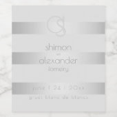 bruiloftswijn | Lichtgevende zilveren strepen mono Wijn Etiket (Enkel label)