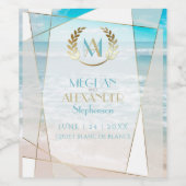 bruiloftswijn | Modern Monogram Geometrisch Strand Wijn Etiket (Enkel label)