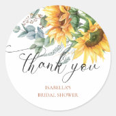 Bruiloftszonnebloem Bedanken voor de Bruiloft Ronde Sticker (Voorkant)