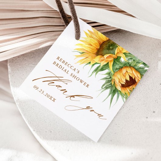 Bruiloftszonnebloem bruidsfeest bedankje favor  bedankjes labels