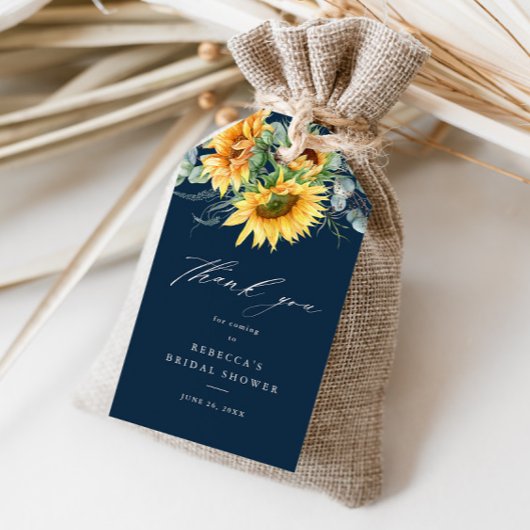 Bruiloftszonnebloem bruidsshowers bedankkaartje cadeaulabel
