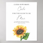 Bruiloftszonnebloem bruidssluier Raad hoeveel kurk Poster (Voorkant)