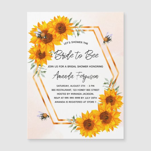 Bruiloftszonneschermen bij luxe bijen magnetische uitnodiging (Voorkant)
