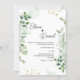 Bruiloftuitnodiging met fris groen schrift kaart
