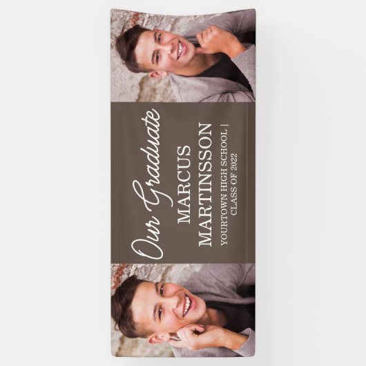 Bruin 2 Foto Modern Ons Afstuderen Afstuderen Spandoek (Verticaal)