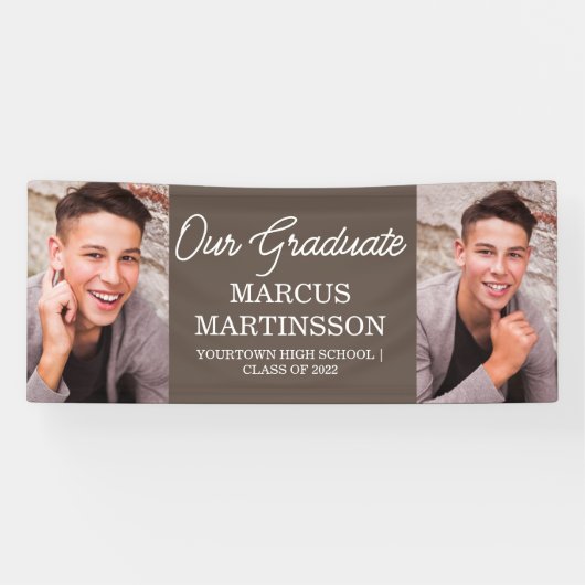 Bruin 2 Foto Modern Ons Afstuderen Afstuderen Spandoek (Horizontaal)