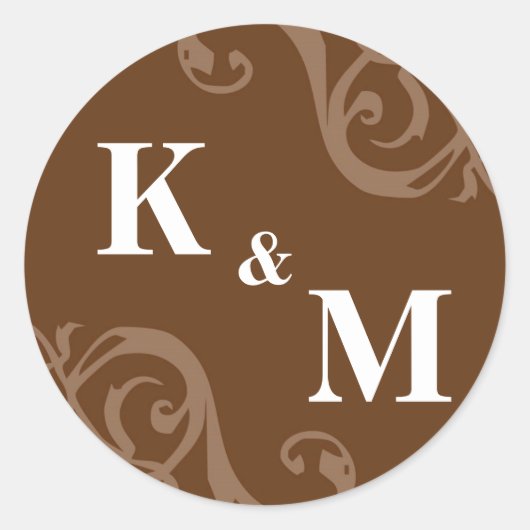Bruin 2 initiaal letter monogram gunstigtag zegel (Voorkant)