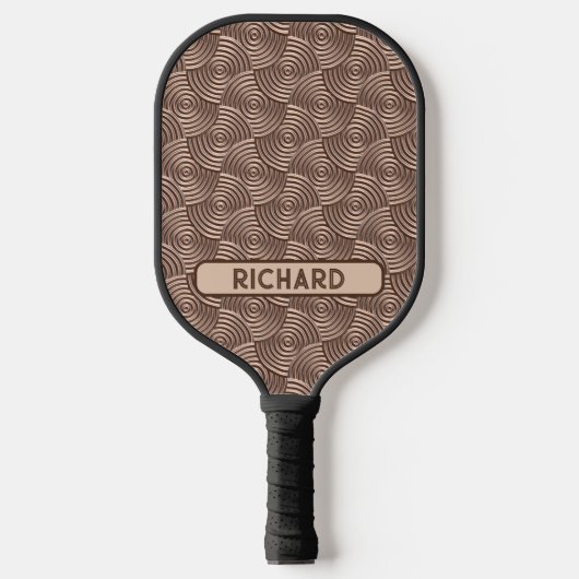 Bruin 3D-cirkelgeometrisch, naam of monogram toevo Pickleball Paddle (Voorkant)