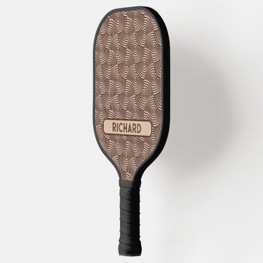 Bruin 3D-cirkelgeometrisch, naam of monogram toevo Pickleball Paddle (Links)