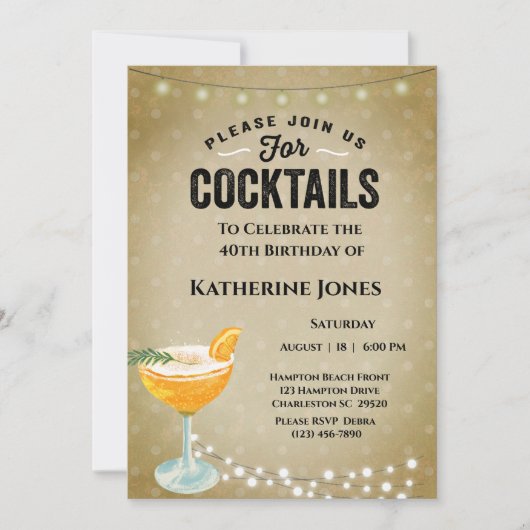 Bruin-40e verjaardag van de coktail van vrouwen kaart (Voorkant)