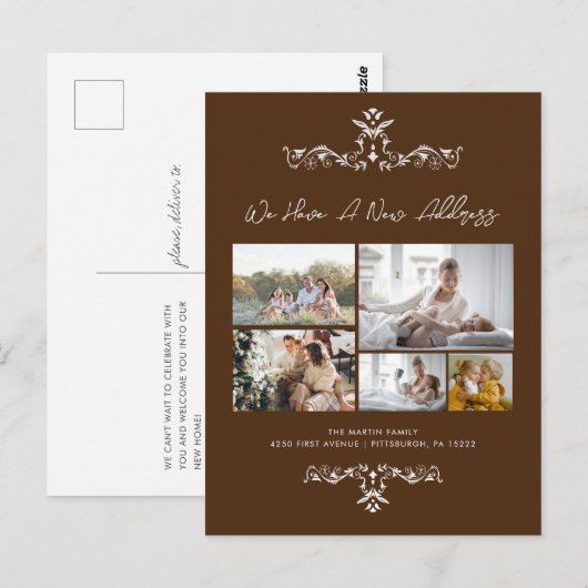 Bruin 5 Foto's  bewegende aankondiging Briefkaart (Voorkant / Achterkant)