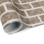 Bruin, 8-bits geïnspireerd Brick-wandpatroon Cadeaupapier (Rol Hoek)