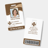 Bruin aangepaste beveiligingsID voor werknemers, l Badge (Voor- en achterkant)
