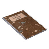 Bruin & aardschildpad Terrazzo Pattern, gepersonal Notitieboek (Rechterzijde)