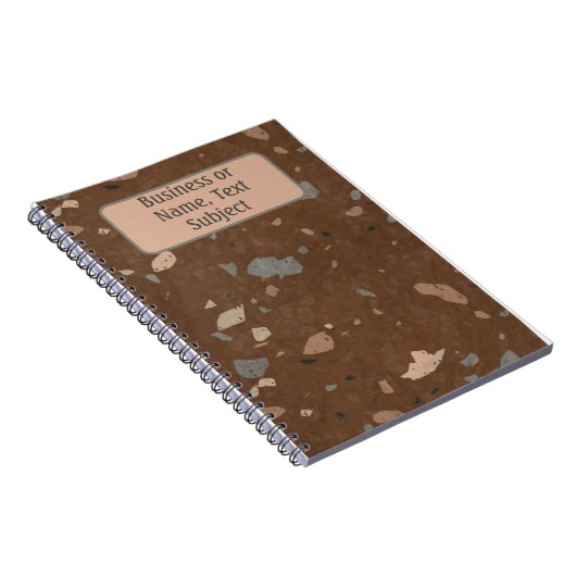 Bruin & aardschildpad Terrazzo Pattern, gepersonal Notitieboek (Rechterzijde)