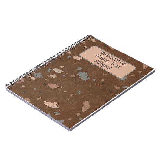 Bruin & aardschildpad Terrazzo Pattern, gepersonal Notitieboek (Linkerzijde)