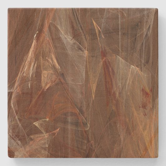 Bruin Abstract Fractal Square Onderzetter (Voorkant)