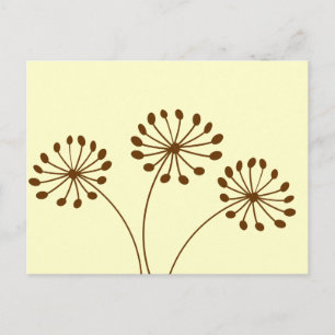 Bruin Abstract Paardebloem Floral Briefkaart