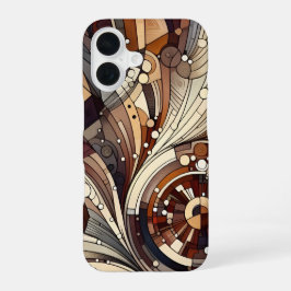 Bruin Abstract Patroon iPhone Hoesje Slank iPhone 16 Hoesje