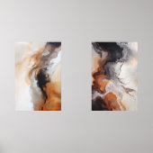 Bruin Abstract Vloeibaar Marmeren kunst Muurkunst Sets (Voorkant)