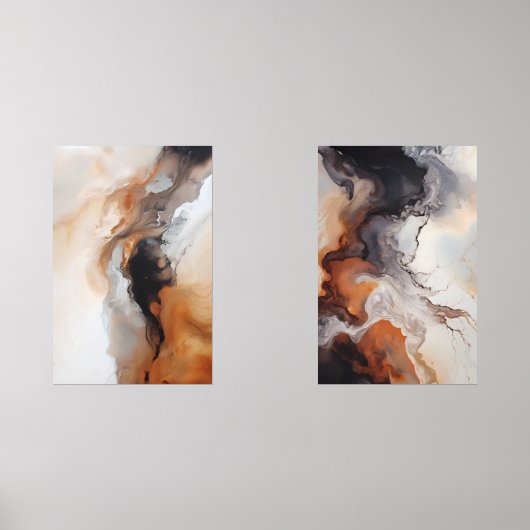 Bruin Abstract Vloeibaar Marmeren kunst Muurkunst Sets (Voorkant)