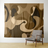 Bruin abstract wild swirly organische vormen wandkleed (In Situ (horizontaal))